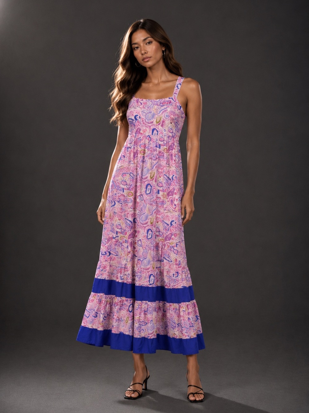 Celina Moon Pink Paisley Tiered Maxi Dress